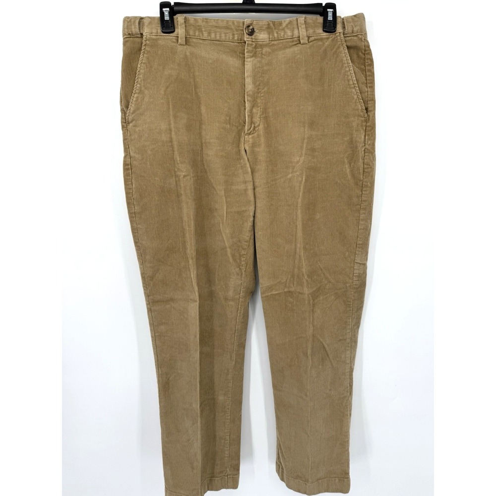 L.L.Bean Corduroy Pants Mens 38 Tan Comfort Waist Straight Leg 502864 Stretch